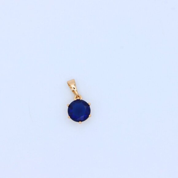 "Royal Blue Round Pendant in Gold Finish for Elegant Everyday Style, XPPT1677 - Picture 7 of 13